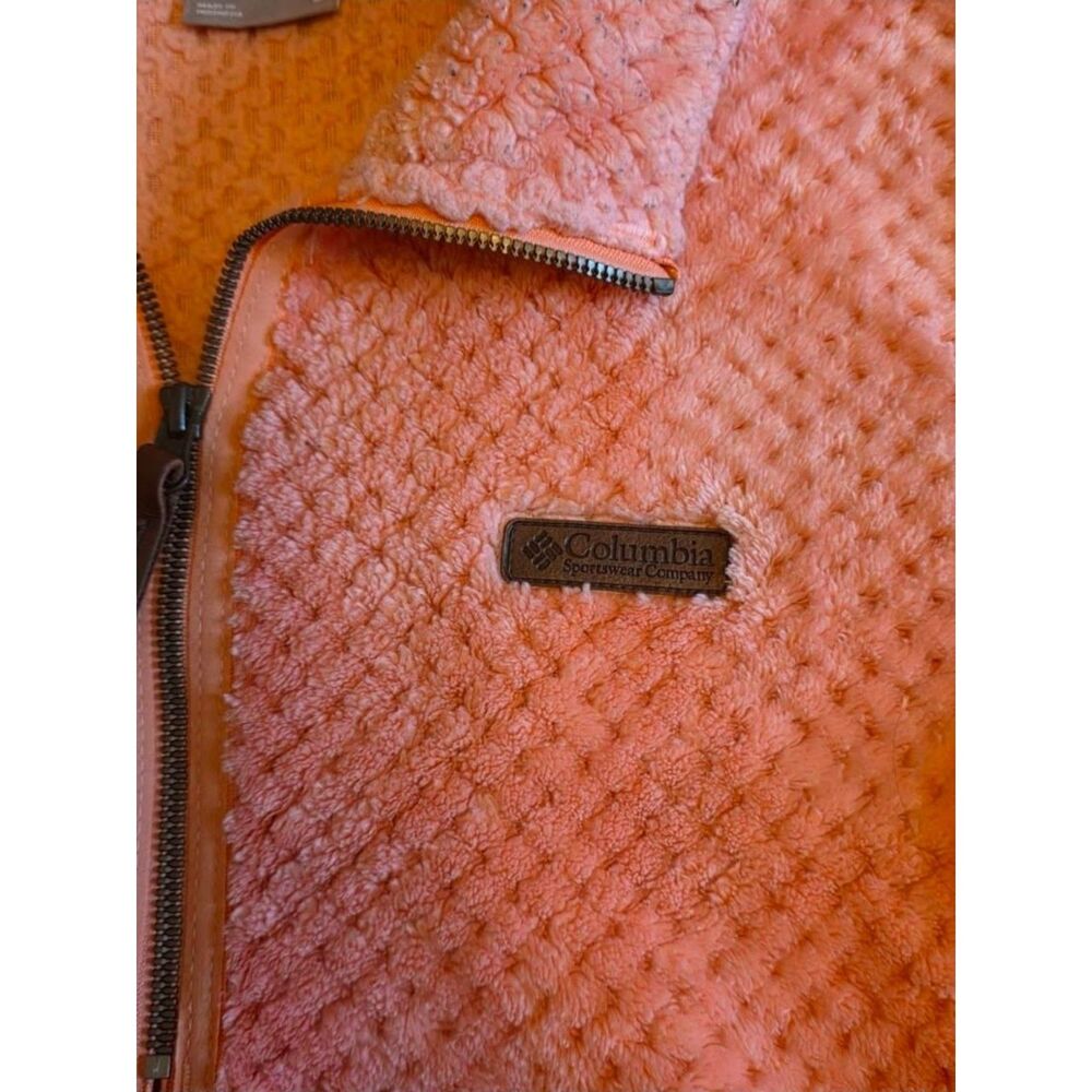 Columbia Womens L Pink Sherpa Fleece Quarter Zip Pullover Jacket - Picture 2 of 3